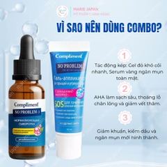 Combo 2 Món 1 Gel Chấm Mụn Compliment Đỏ SOS 25ml + 1 Serum Compliment Vàng- AHA TEATREE  27ml Giảm Mụn Mờ Thâm Nga