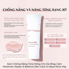 Kem Chống Nắng Meishoku Nâng Tông Sáng Mịn Cho Da Dầu Mụn Nhạy Cảm Cica Skin Care UV Repair & Balance Nhật Bản 40g