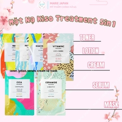 Mặt Nạ Kiso Treatment 5in1 Dưỡng Ẩm Sáng Da Mờ Thâm Căng Mịn Nhật Bản 1 Miếng Lẻ