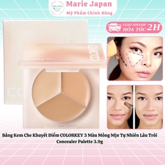 Bảng Kem Che Khuyết Điểm COLORKEY 3 Màu Mỏng Mịn Tự Nhiên Lâu Trôi Concealer Palette 3.9g