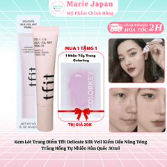 [MUA 1 TẶNG 1] Kem Lót Trang Điểm Tfit Delicate Silk Veil Kiềm Dầu Nâng Tông Trắng Hồng Tự Nhiên Hàn Quốc 30ml - TẶNG 1 KHĂN TÂY TRANG COLORKEY