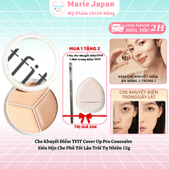 [MUA 1 TẶNG 2] Che Khuyết Điểm TFIT Cover Up Pro Concealer Siêu Mịn Che Phủ Tốt Lâu Trôi Tự Nhiên Hàn Quốc Hộp 15g-TẶNG 1 CỌ CHE KHUYẾT ĐIỂM + 1 MÚT TRANG ĐIỂM