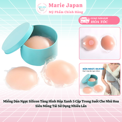Miếng Dán Ngực Silicon Tàng Hình Hộp Xanh 5 Cặp Trong Suốt Che Nhũ Hoa Siêu Mỏng Tái Sử Dụng Nhiều Lần