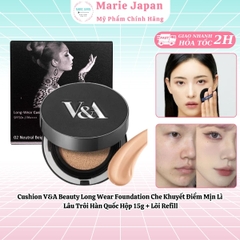 Cushion V&A Beauty Long Wear Foundation Che Khuyết Điểm Mịn Lì  Lâu Trôi Hàn Quốc Hộp 15g + Lõi Refill