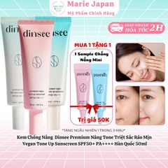 Kem Chống Nắng  Dinsee Premium Nâng Tone Triệt Sắc Ráo Mịn Vegan Tone Up Sunscreen SPF50+ PA++++ Hàn Quốc 50ml