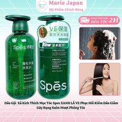 Dầu Gội  Xả Kích Thích Mọc Tóc Spes XANH LÁ VE Phục Hồi Kiềm Dầu Giảm Gãy Rụng Suôn Mượt Phồng Tóc