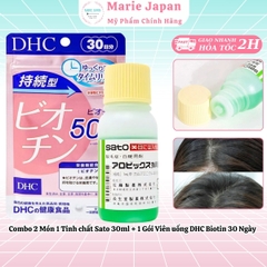 Combo 2 Món 1 Tinh chất Sato 30ml + 1 Gói Viên uống DHC Biotin 30 Ngày
