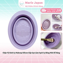 Chậu Vệ Sinh Cọ Makeup Silicon Gấp Gọn Làm Sạch Cọ Bông Mút Dễ Dàng