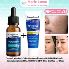 Combo 2 Món 1 Gel Chấm Mụn Compliment AHA-BHA-PHA 25ml + 1 Serum Compliment NIACINAMIDE+ZINC 27ml Xẹp Mụn Mờ Thâm