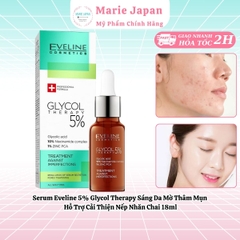 Serum Eveline 5% Glycol Therapy Sáng Da Mờ Thâm Mụn Hỗ Trợ Cải Thiện Nếp Nhăn Chai 18ml