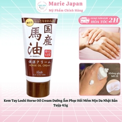 Kem Tay Loshi Horse Oil Cream Dưỡng Ẩm Phục Hồi Mềm Mịn Da Nhật Bản Tuýp 45g