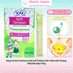 Băng Vệ Sinh Unicharm Sofy Soft Tampon Siêu Thấm Khô Thoáng Nhật Bản Hộp 9 Ống
