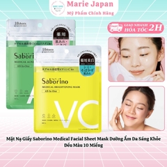 Mặt Nạ Giấy Saborino Medical Facial Sheet Mask Dưỡng Ẩm Da Sáng Khỏe Đều Màu 10 Miếng
