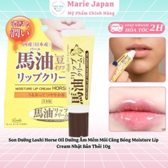 Son Dưỡng Loshi Horse Oil Dưỡng Ẩm Mềm Môi Căng Bóng Moisture Lip Cream Nhật Bản Thỏi 10g