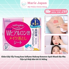 Khăn Giấy Tẩy Trang Kose Softymo Makeup Remover Sạch Nhanh Dịu Nhẹ Tiện Lợi Nhật Bản Gói 52 Miếng