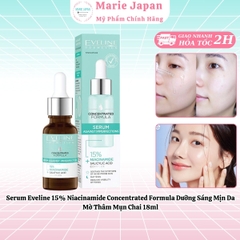 Serum Eveline 15% Niacinamide Concentrated Formula Dưỡng Sáng Mịn Da Mờ Thâm Mụn Chai 18ml