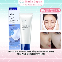 Sữa Rửa Mặt Transino Dưỡng Trắng Mờ Thâm Nám Tàn Nhang Clear Wash Ex Nhật Bản Tuýp 100g
