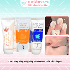 Kem Chống Nắng Smile Leader Nâng Tông Dưỡng Ẩm Chống Nước Sun Cream SPF50 Hàn Quốc Tuýp 60ml
