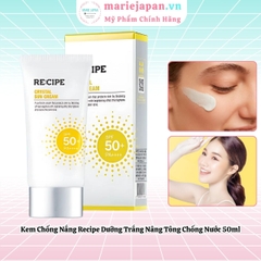 Kem Chống Nắng  Recipe Crystal Sun CreamSPF50+ PA++++ Dưỡng Trắng Nâng Tông Chống Nước 50ml