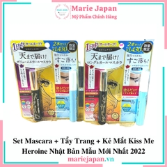 Set Mascara + Tẩy Trang + Kẻ Mắt Kiss Me Heroine Nhật Mẫu Mới 2022