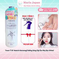 [MUA 1 TẶNG 1] Toner Hatomugi Naturie Skin Conditioner Chai 500ml - TẶNG ĐẦU VÒI XỊT