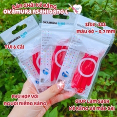 Bàn Chải Kẽ Răng Okamura Asahi Dạng L Dành Cho Người Niềng Răng Nhật Bản - Túi 6 Cái