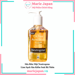 Sữa Rửa Mặt Neutrogena Oil Free Làm Sạch Sâu Kiểm Soát Bã Nhờn Acne Wash USA