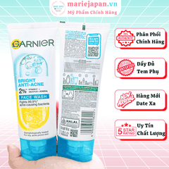 Sữa Rửa Mặt Garnier 3in1 Giảm Mụn Dưỡng Sáng Da Bright Complete Anti-Acne MẪU MỚI Pháp 100ml