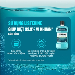 Nước Súc Miệng Listerine Cool Mint Hơi Thở Thơm Mát Ngăn Sâu Răng Viêm Nướu Hương Bạc Hà 750ml