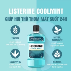 Nước Súc Miệng Listerine Cool Mint Hơi Thở Thơm Mát Ngăn Sâu Răng Viêm Nướu Hương Bạc Hà 750ml