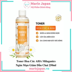 Toner Hoa Cúc AHA Milaganics Ngăn Mụn Giảm Dầu Chai 250ml