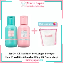 Set Gội Xả HairBurst For Longer  Stronger Hair Travel Size 60ml/chai (Tặng túi Pouch hãng)