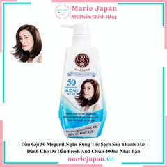 Dầu Gội 50 Megumi Ngăn Rụng Tóc Sạch Sâu Thanh Mát Dành Cho Da Dầu Fresh And Clean 400ml Nhật Bản