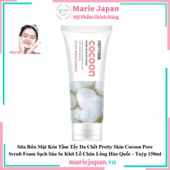 Sữa Rửa Mặt Kén Tằm Tẩy Da Chết Pretty Skin Cocoon Pore Scrub Foam Sạch Sâu Se Khít Lỗ Chân Lông Hàn Quốc - Tuýp 150ml
