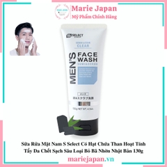 Sữa Rửa Mặt Nam S Select Có Hạt Chứa Than Hoạt Tính Tẩy Da Chết Sạch Sâu Loại Bỏ Bã Nhờn Nhật Bản 130g