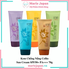 Kem Chống Nắng Cellio Whitening Sun Cream - XANH LÁ GREEN TEA Tuýp 70g