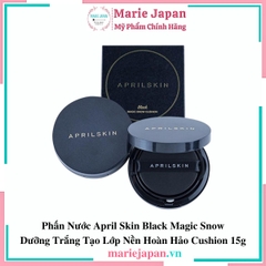 Phấn Nước April Skin Black Magic Snow Dưỡng Trắng Tạo Lớp Nền Hoàn Hảo Cushion 15g