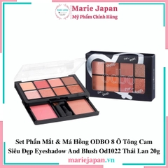 Set Phấn Mắt & Má Hồng ODBO 8 Ô Tông Cam Siêu Đẹp Eyeshadow And Blush Od1022 Thái Lan 20g