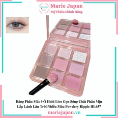Bảng Phấn Mắt 9 Ô Hold Live Gợn Sóng Chất Phấn Mịn Lấp Lánh Lâu Trôi Nhiều Màu Powdery Ripple HL657