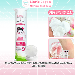 Bông Tẩy Trang Befou 100% Cotton Tự Nhiên Không Kích Ứng Sơ Bông Gói 150 Miếng