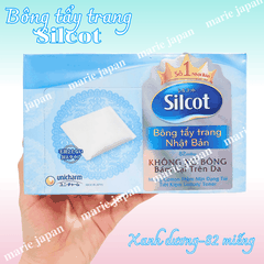 Bông Tẩy Trang Silcot Làm Sạch Nhẹ Nhàng Không Sơ Bông Unicharm Nhật Bản Hộp 82 Miếng