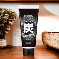 Sữa Rửa Mặt Than Hoạt Tính Kose Men’s Softymo Wild Scrub Sạch Sâu Dưỡng Trắng Kiểm Soát Nhờn Cho Nam Nhật Bản Tuýp 130g