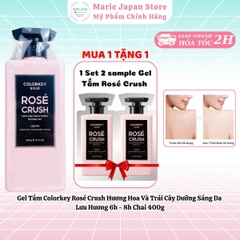 Gel Tắm Colorkey Rosé Crush Dưỡng Sáng Hương Thơm Lâu Dịu Nhẹ Perfumed Brightening Shower Gel Chai 400g TẶNG 1 SET 2 SAMPLE GEL TẮM ROSE CRUSH