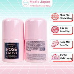 Lăn Khử Mùi Colorkey Rosé Crush Dưỡng Sáng Khử Mùi Khô Thoáng Mềm Mịn Da Brightening Deodorant Serum Chai 50ml - TẶNG 1 SET 2 SAMPLE GEL TẮM ROSE CRUSH