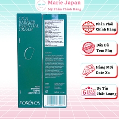 Kem Dưỡng Porêves Cica Barrier Essential Dưỡng Ẩm Phục Hồi Làm Dịu Da Chai 50ml