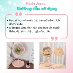 Gương Tròn Decor Hình Hoa Đáng Yêu Trang Điểm Để Bàn Xinh Xắn Có Khay Đựng Nhỏ Gọn