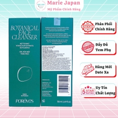 Gel Rửa Mặt Porêves Thảo Mộc Sạch Sâu Dịu Nhẹ Cân Bằng Da  Botanical Face Cleanser Chai 50ml