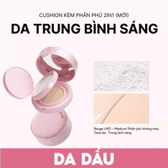 [MUA 1 TẶNG 1] Cushion + Phấn Phủ 2in1 Menow Mịn Lì Che Phủ Rouge Light Makeup Cushion Powder Cream TẶNG BẢNG PHẤN 4 Ô