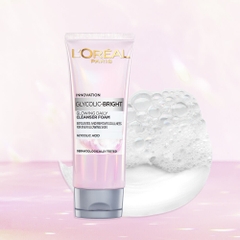 Sữa Rửa Mặt L'Oreal Paris Revitalift Hyaluronic Acid /Glycolic-Bright Glowing Daily Cleanser Foam Làm Sạch Sâu Cấp Ẩm Sáng Da Pháp - Tuýp 100ml