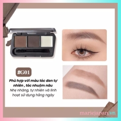 Bột Kẻ Chân Mày GOGO TALES 3 Ô Bền Màu Chống Thấm Nước Eyebrow Powder Kèm Cọ Vẽ 2 Đầu GT583